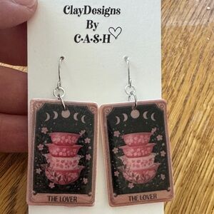Pink and Black Pyrex  Earrings